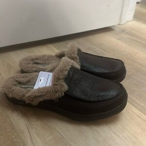 Skechers Brown Faux Fur Lined Mules